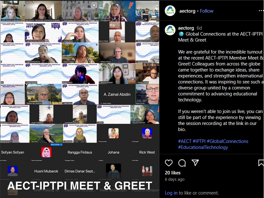 IPTPI BANGUN JEJARING DENGAN AECT  SELENGARAKAN ACARA MEET & GREET SECARA VIRTUAL