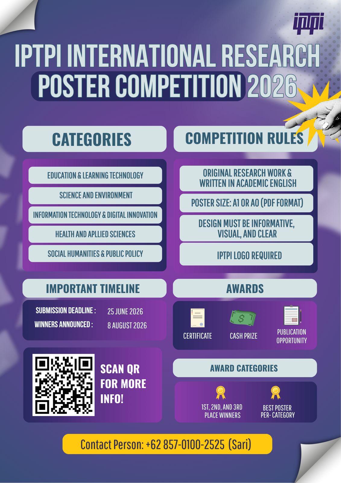 Perkuat Ekosistem Riset Global, IPTPI Gelar Konferensi Internasional dan Kompetisi Poster 2026